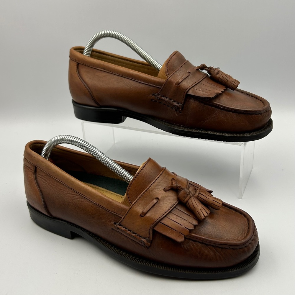 Vintage Borelli Leather Kiltie Tassel Loafers Womens 8.5W Dark Academia Preppy